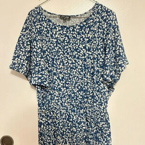 Everlily Blue/White Floral Summer Maxi Dress Womens XXL Ruched Bottom